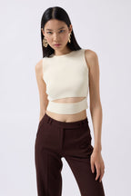 Pencere Detay Ecru Knit Blouse