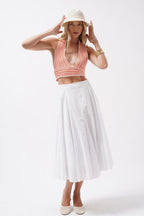 Striped Neck Tieli Somon Crop