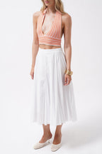 Striped Neck Tieli Somon Crop