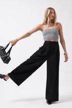 Strapless Ribbed Gray Crop