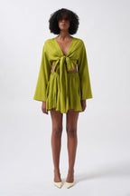 Boat Neck Long Sleeve Lime Crop