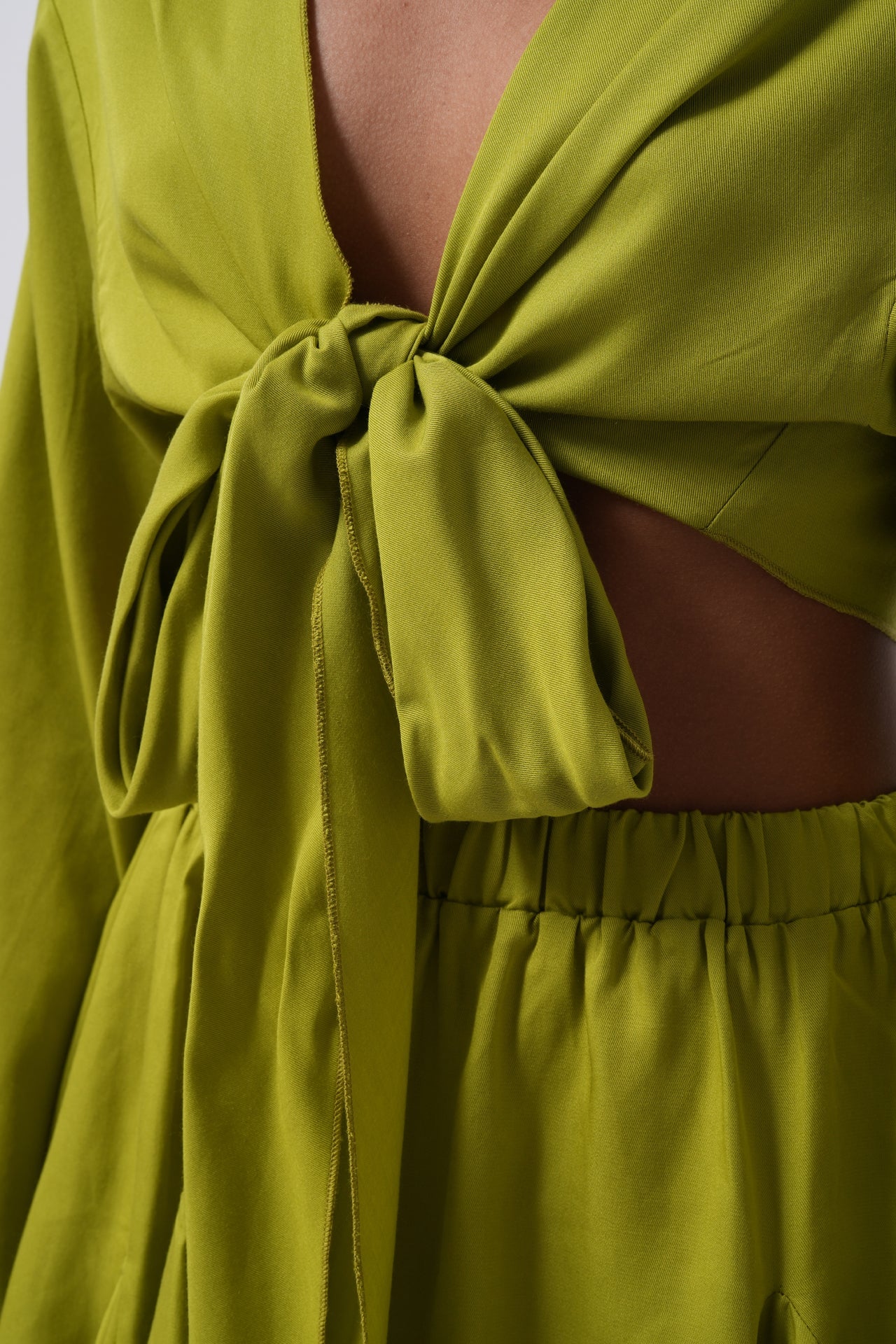 Boat Neck Long Sleeve Lime Crop
