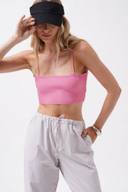 Pink Crop Top with Thin Straps