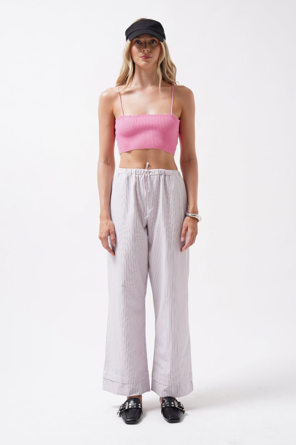 Thin Strap Pink Crop Top