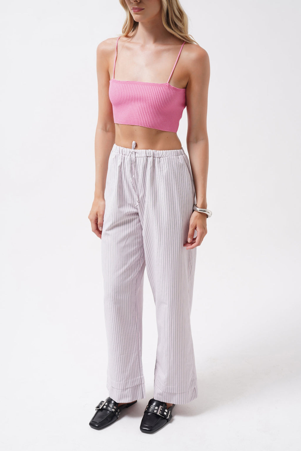 Thin Strap Pink Crop Top