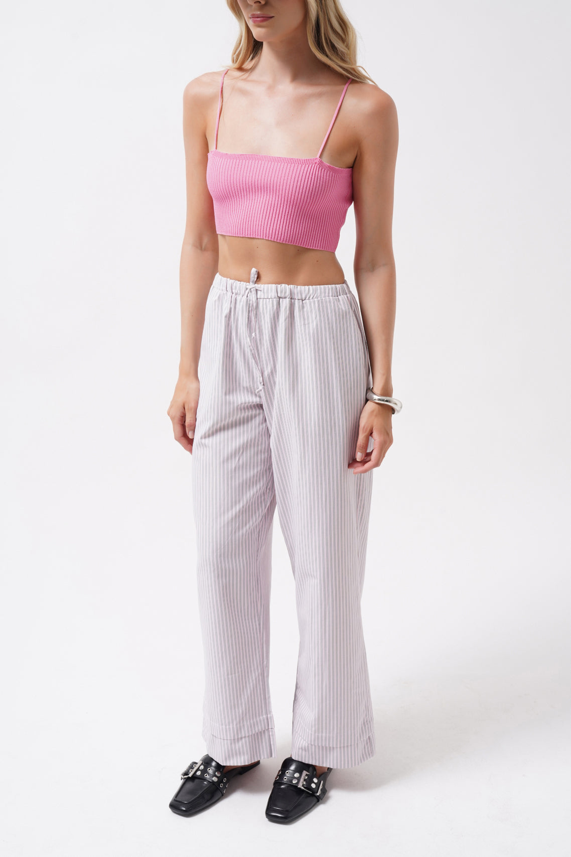 Thin Strap Pink Crop Top