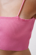 Thin Strap Pink Crop Top