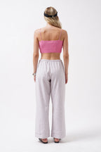 Thin Strap Pink Crop Top