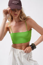 Thin Strap Green Crop Top