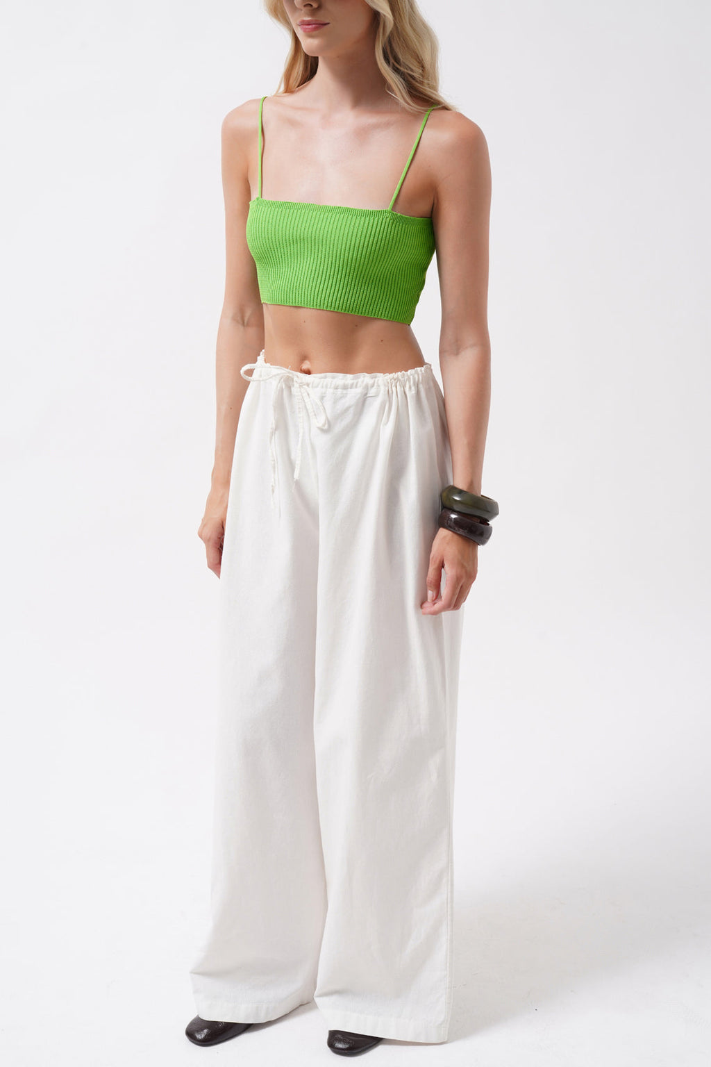Thin Strap Green Crop Top