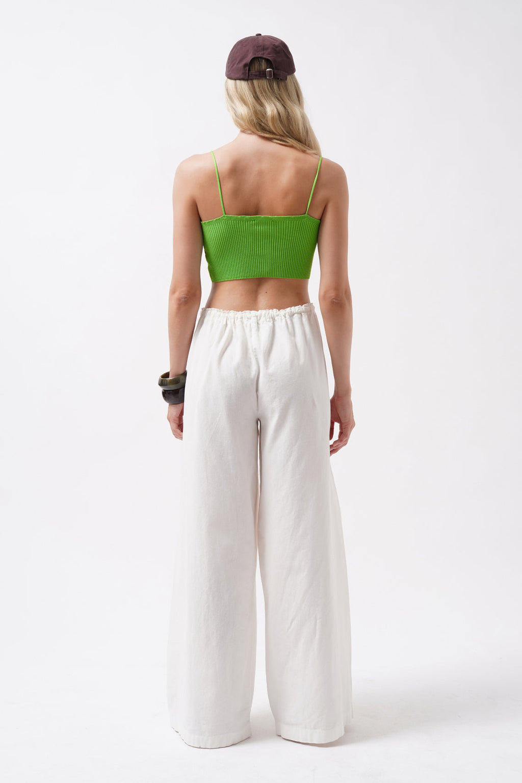 Thin Strap Green Crop Top