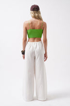 Thin Strap Green Crop Top