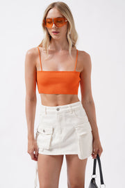 Orange Crop Top with Thin Straps