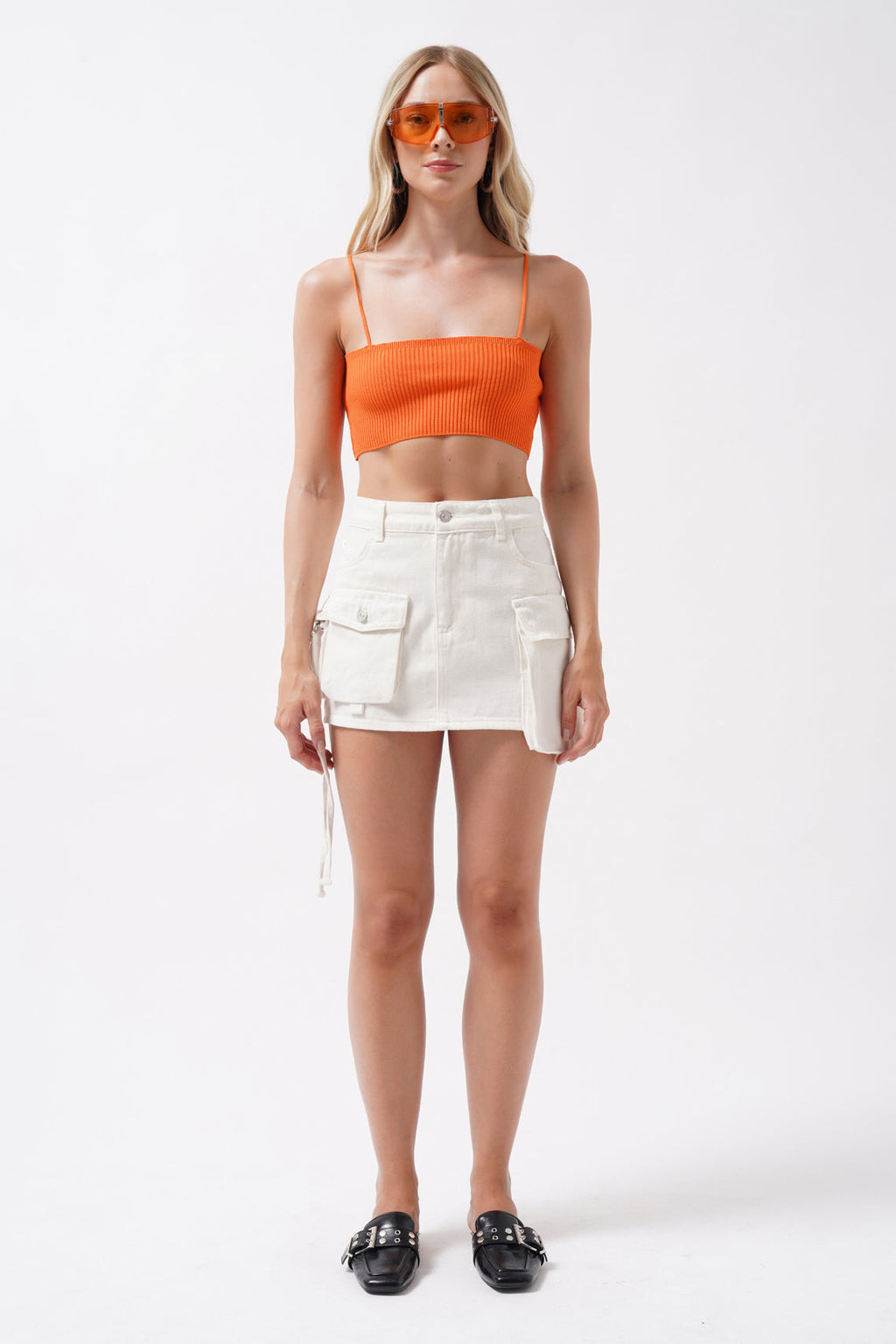 Thin Strap Orange Crop Top