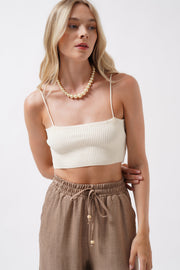 Thin Strap Ecru Crop Top