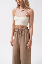 Thin Strap Ecru Crop Top