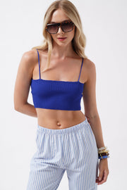 Thin Strap Saxe Blue Crop Top
