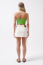 V Neck Green Crop Blouse