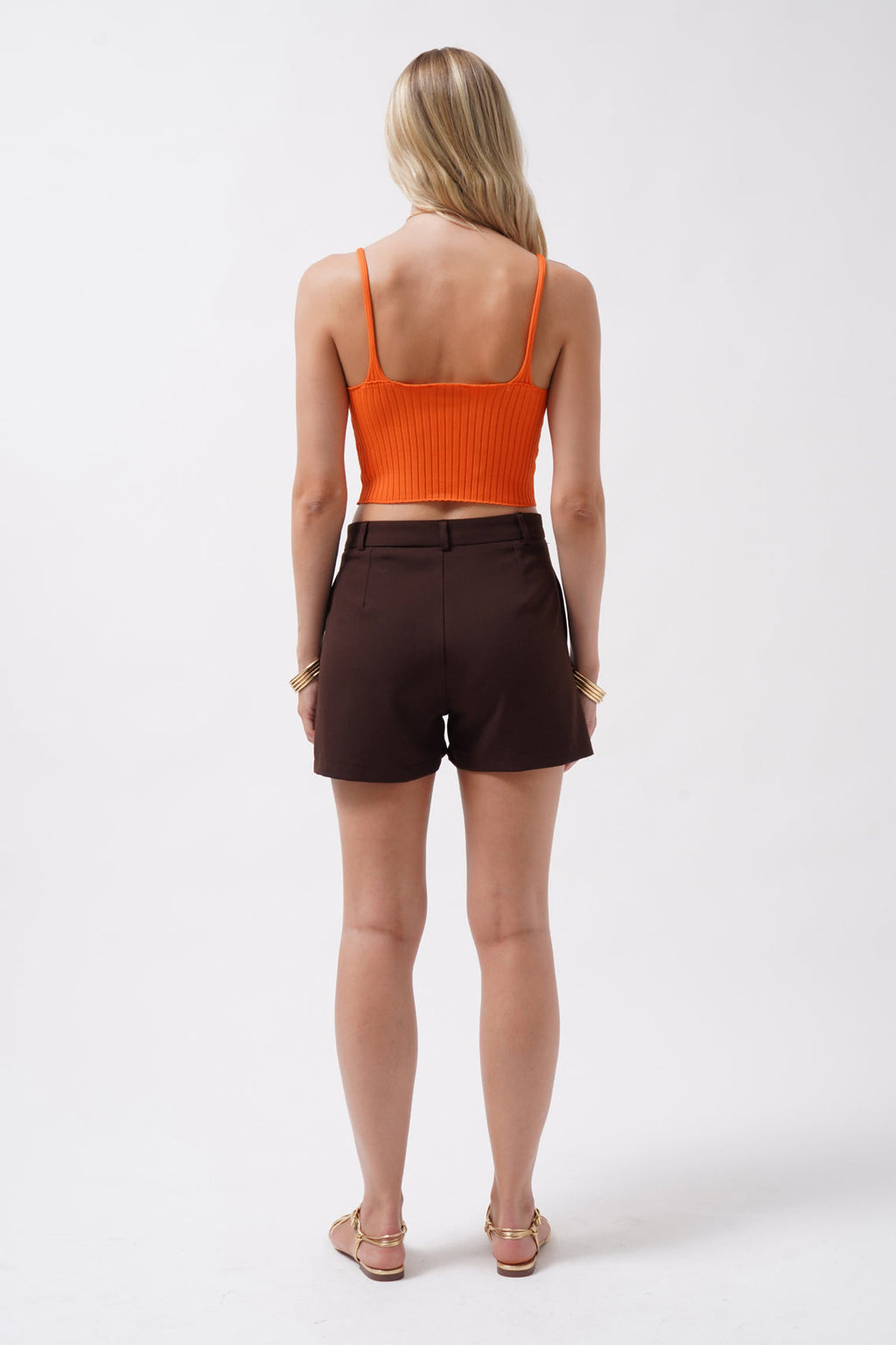 V Neck Orange Crop Blouse