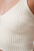 V Neck Ecru Crop Blouse