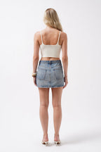 V Neck Ecru Crop Blouse