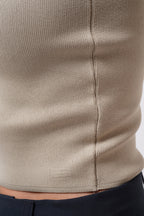One Shoulder Crop Beige Blouse