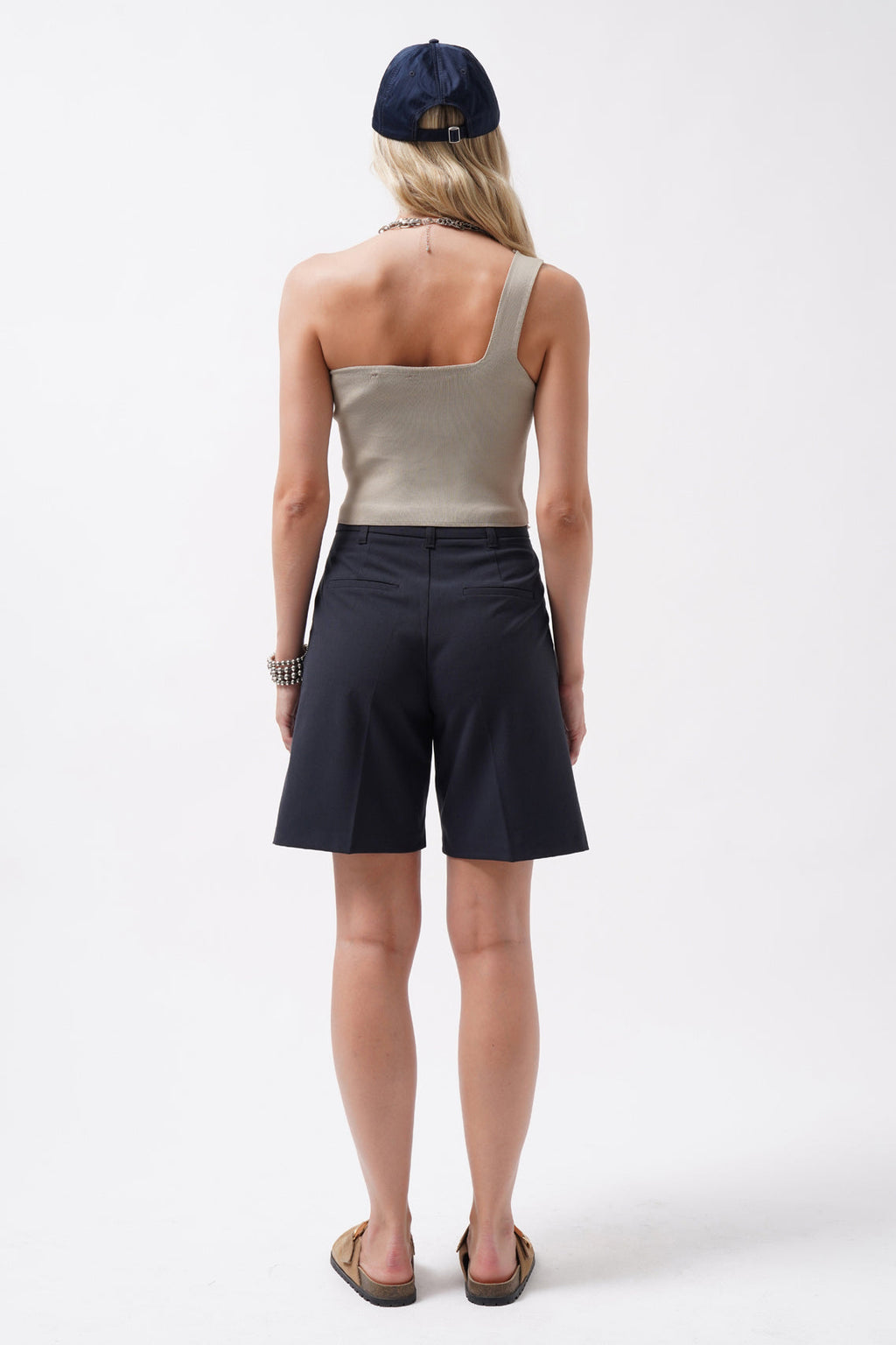 One Shoulder Crop Beige Blouse