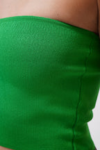 One Shoulder Crop Green Blouse