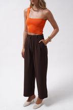 One Shoulder Crop Orange Blouse