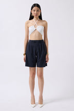Bust Cut-Out Textured White Bra