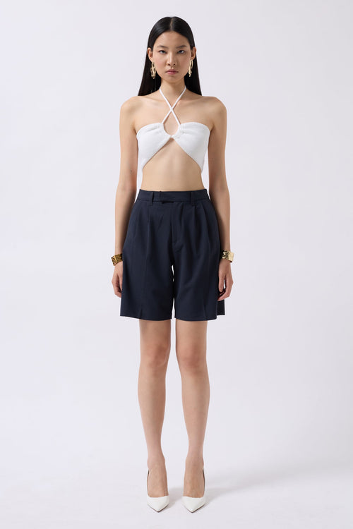 Bust Cut-Out Textured White Bra