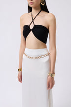 Bust Cutout Textured Black Bra
