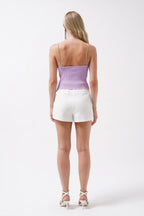 Stone Strap Lila Knit Blouse