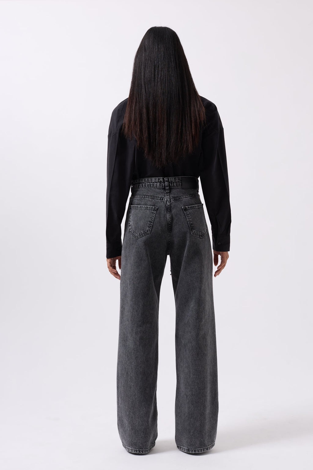 Leg Cutout Black Stone Embellished Jeans