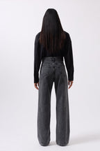 Leg Cutout Black Stone Embellished Jeans