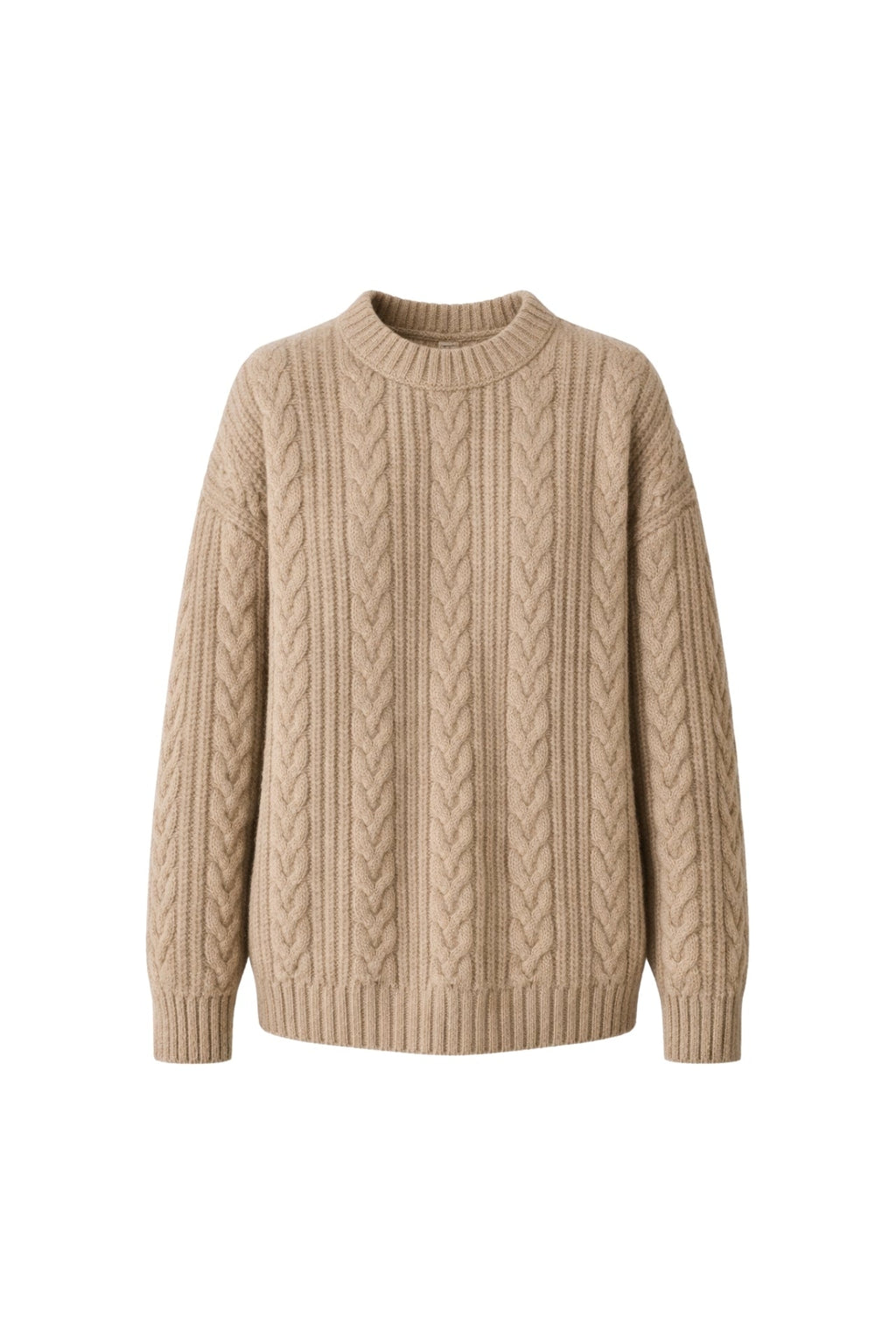 Knit Pattern Beige Basic Knit Sweater
