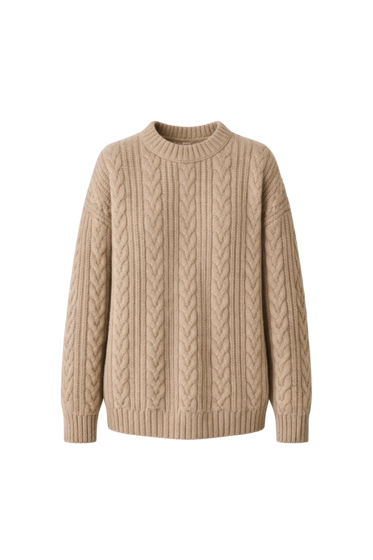 Knit Pattern Beige Basic Knit Sweater