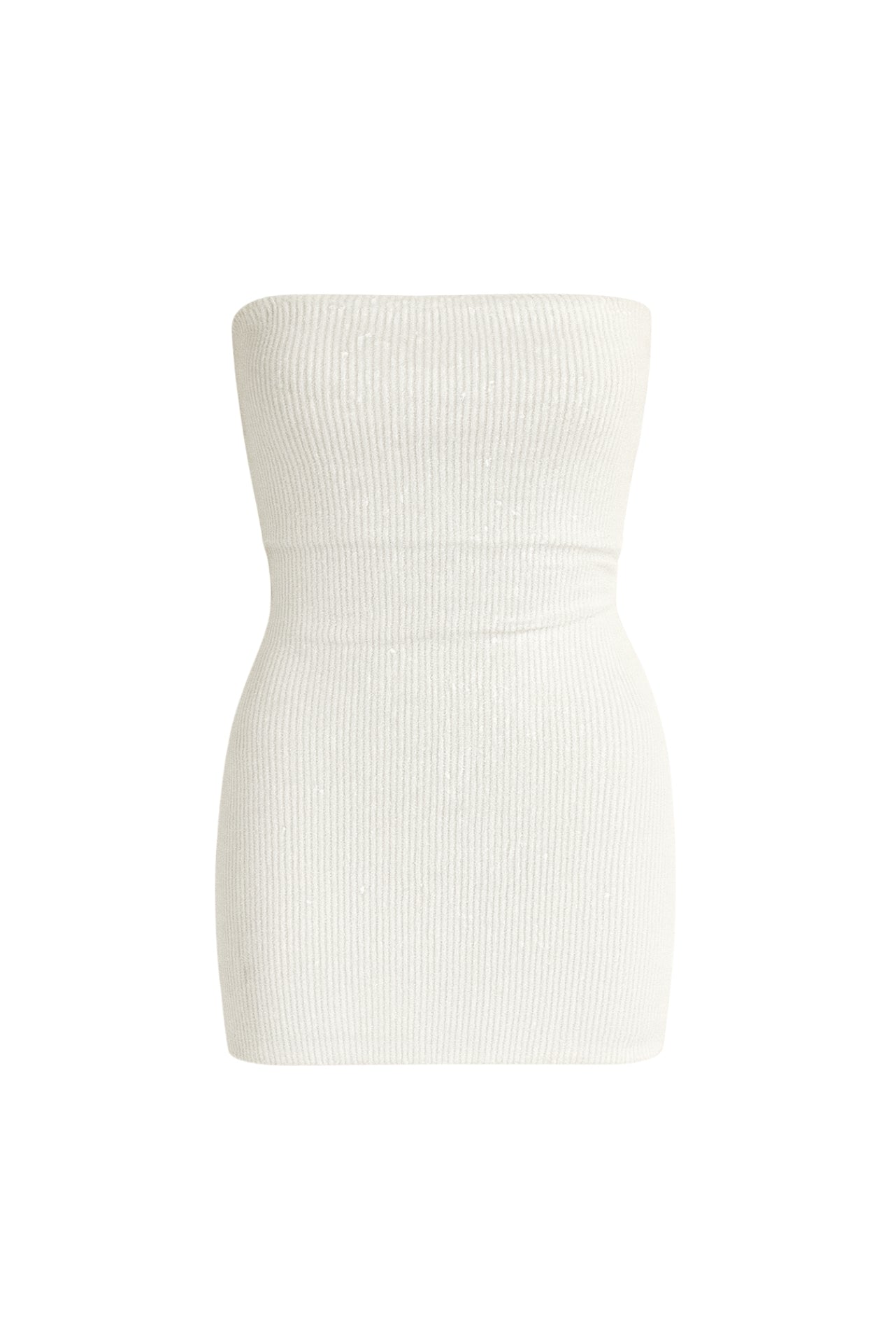 Sequined White Straplez Mini Dress