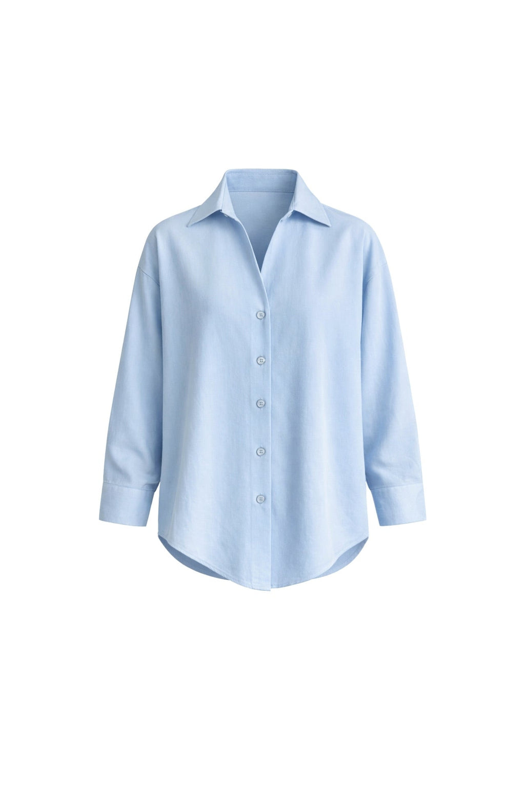 V-Neck Oversize Blue Modal Shirt