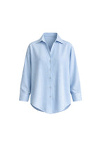 V-Neck Oversize Blue Modal Shirt