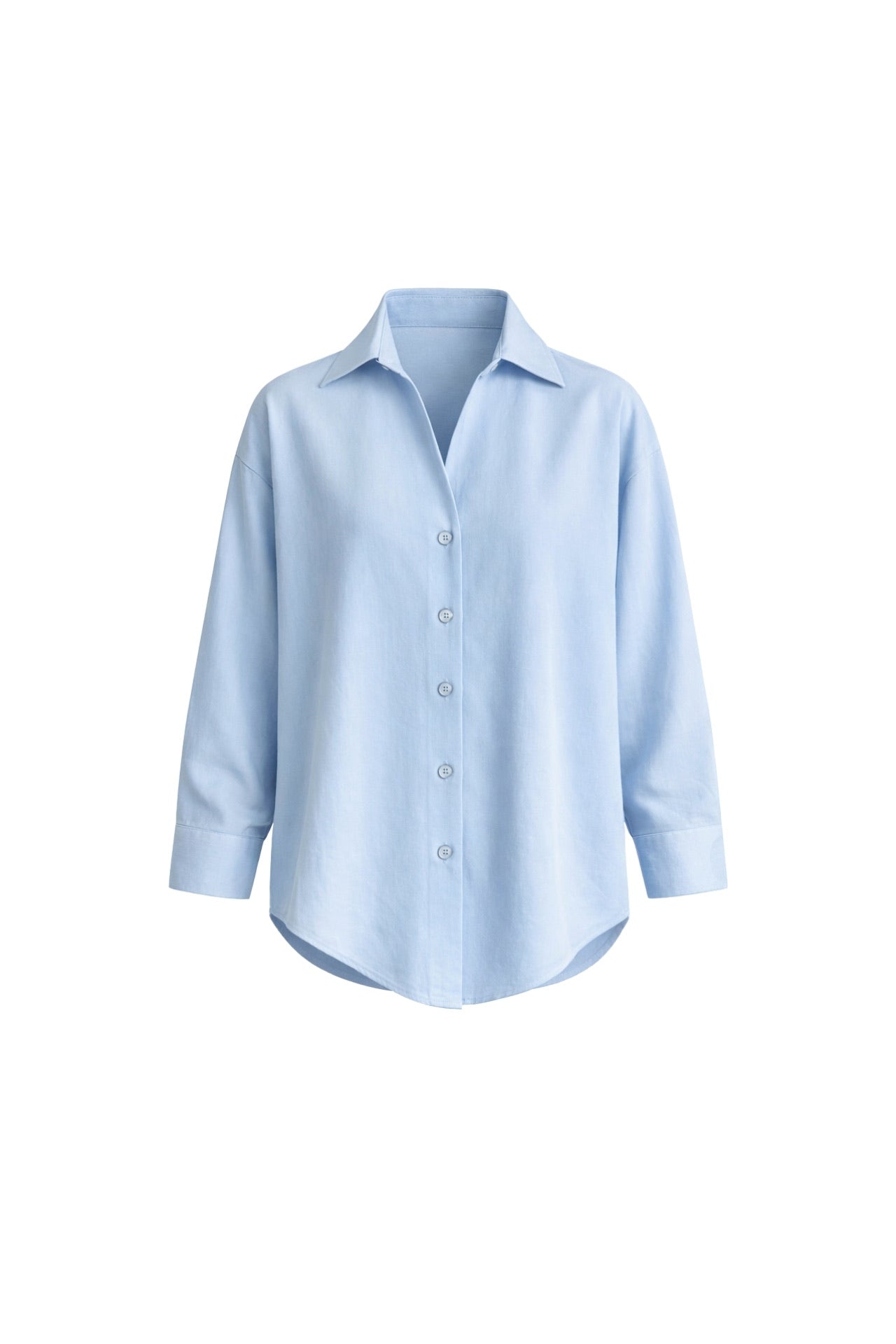 V-Neck Oversize Blue Modal Shirt