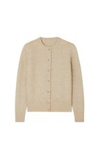 Button Detail Beige Textured Knit Cardigan