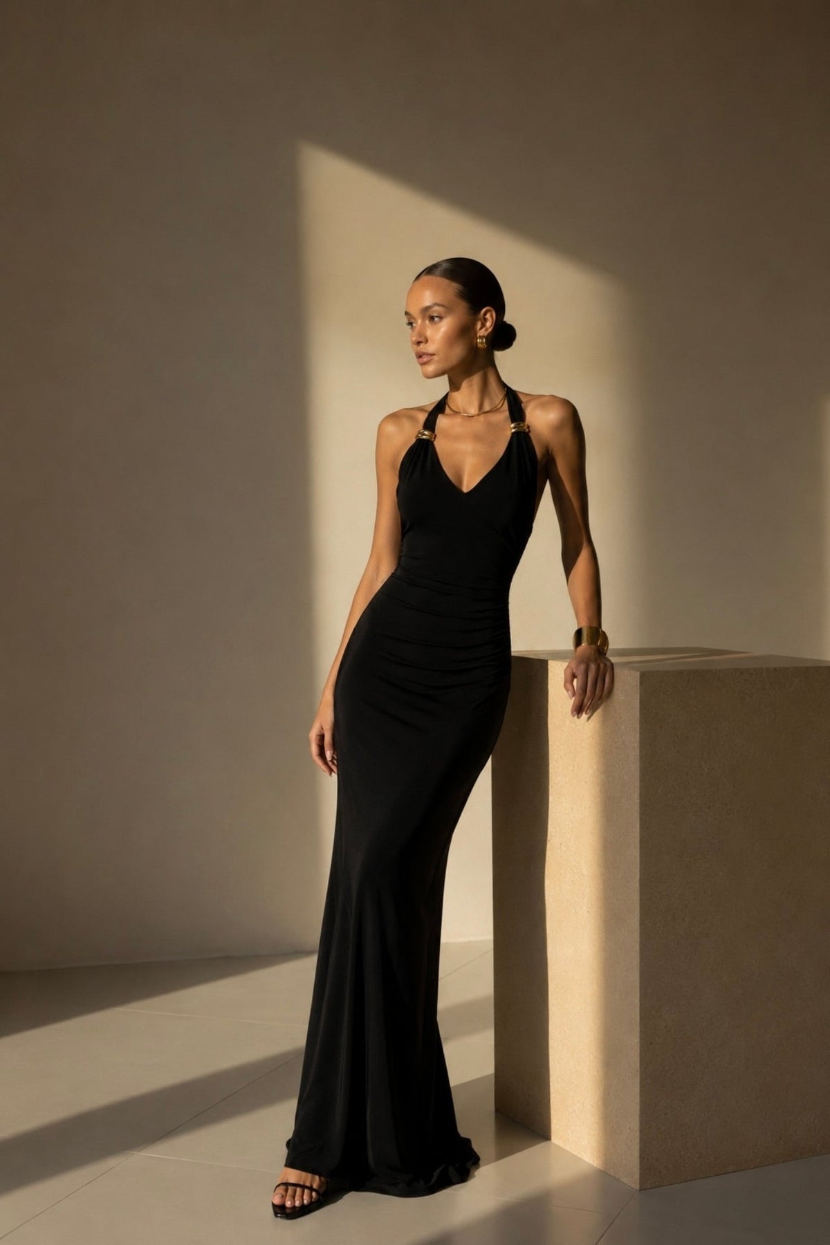 Accessory Detail Maxi Black Dress