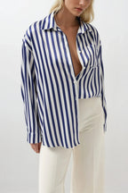 Striped Satin Navy Shirt