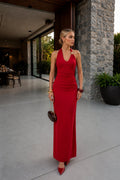 Accessory Detail Maxi Red Dress