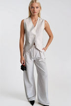 Flato Pocket Buttoned White Vest