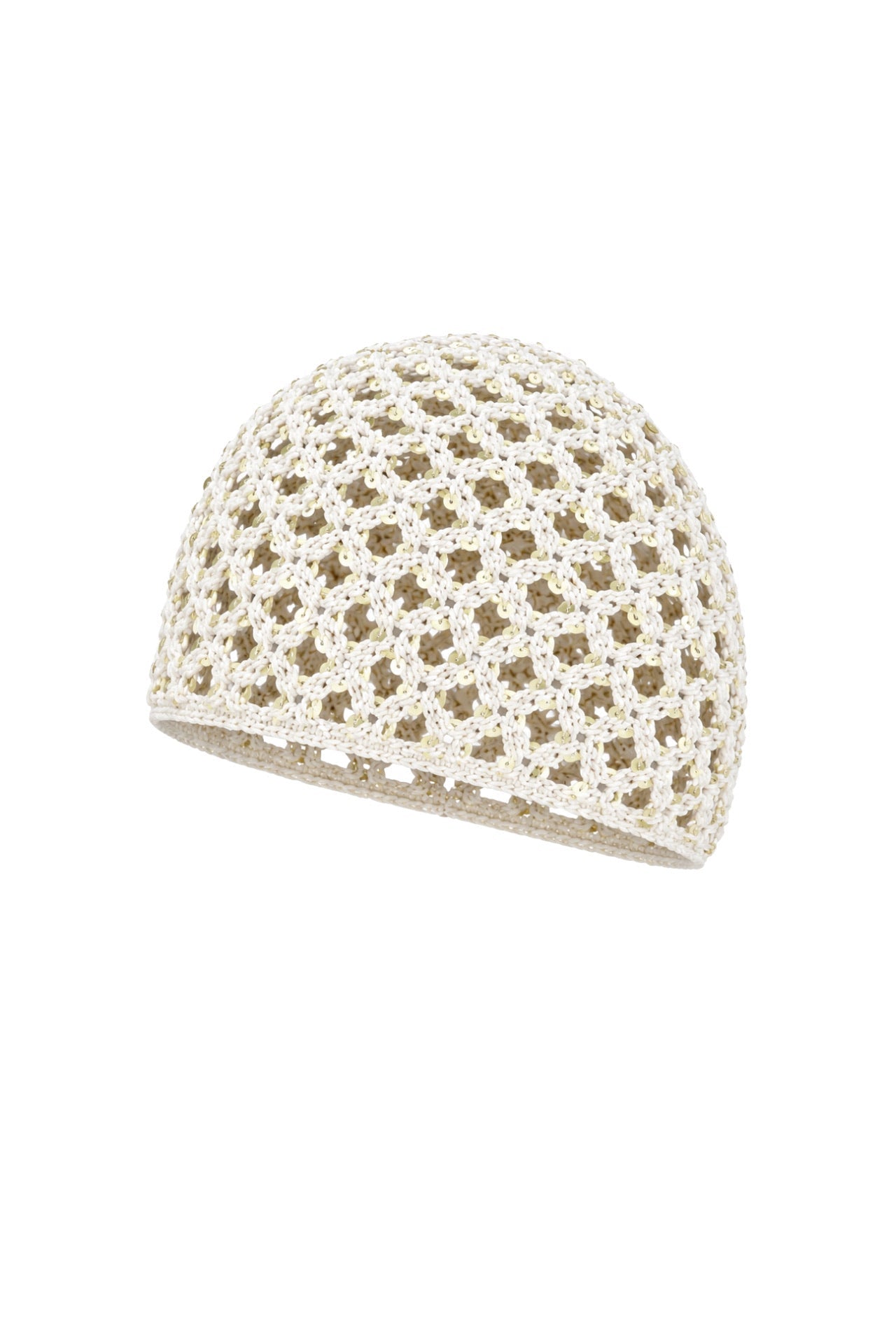 Sequined Knitted Ecru Cap