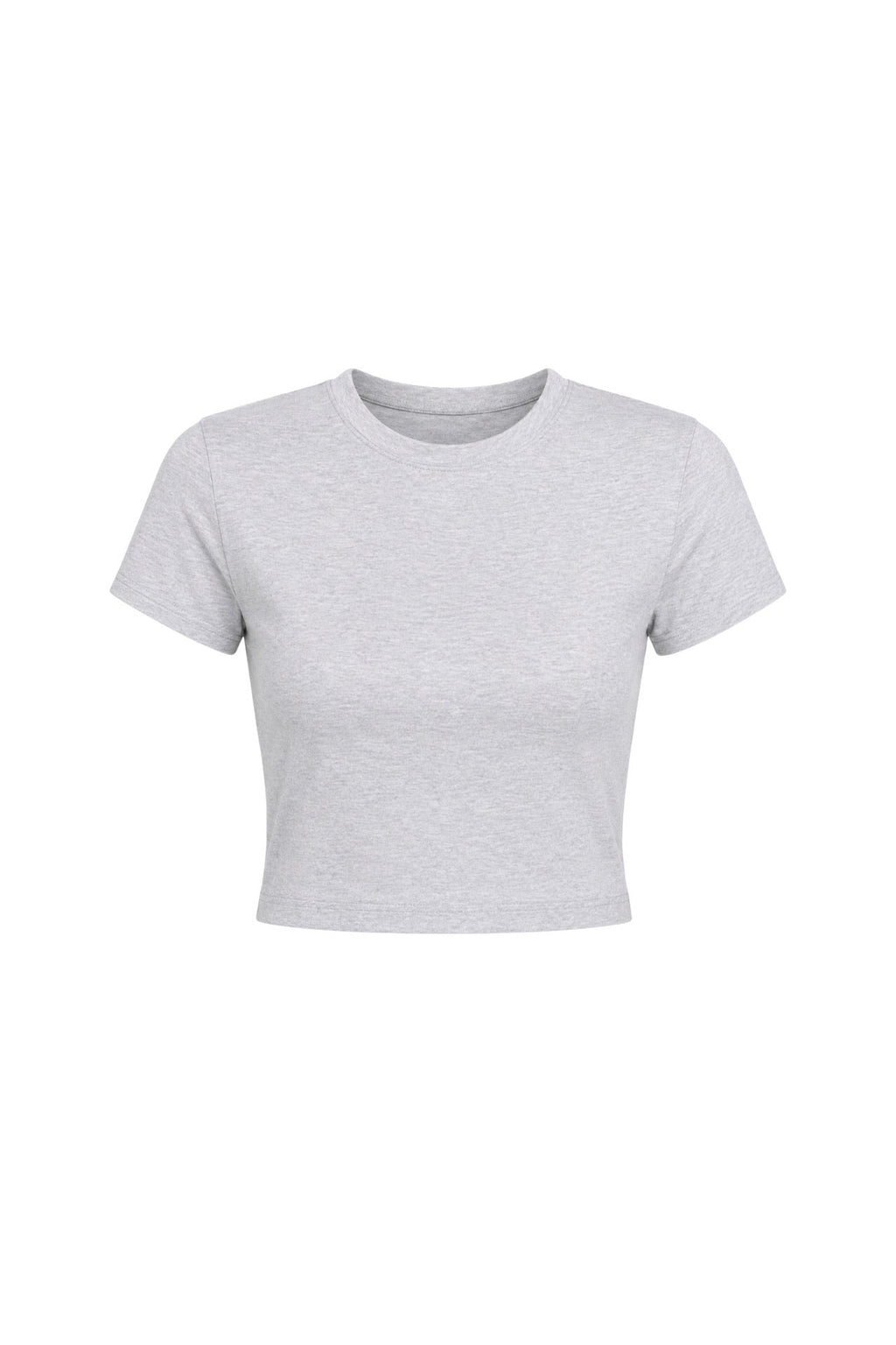 Crew Neck Lycra Gray Crop T-Shirt