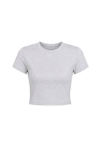 Crew Neck Lycra Gray Crop T-Shirt