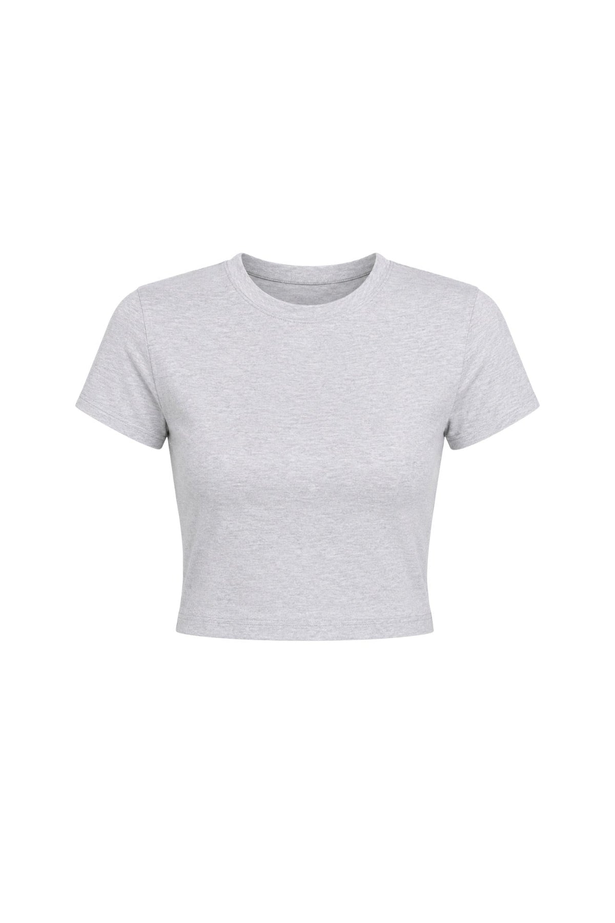 Crew Neck Lycra Gray Crop T-Shirt